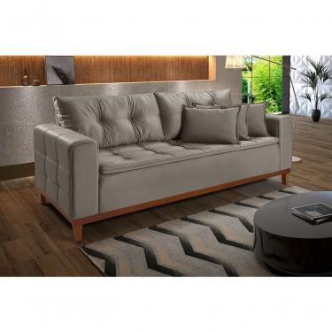 Imagem de Sofá Atenas 1,70 3 Lugares Império Estofados Veludo Castanho 170