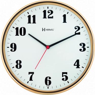 Imagem de 6125 Relógio De Parede 26cm Tic-tac Cromado Herweg Dourado