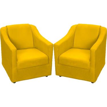 Imagem de Kit 2 Poltronas Mila Pé De Plástico Cromado - Amarelo Suede