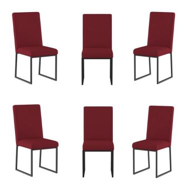 Imagem de Kit 6 Cadeiras Para Mesa De Jantar Base Industrial Preto Balaqui Cor:marsala Marsala