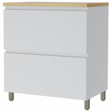 Imagem de Balcão Nesher Rainha Em Mdf 15mm 1 Porta, 1 Gaveta E 1 Prate Branco Com Nature