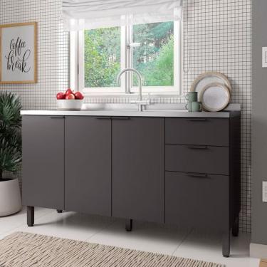 Imagem de Balcão Bartira Universal Com 3 Portas E 3 Gavetas Grafite