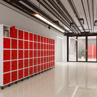 Imagem de Roupeiro Aço Light 3v 15 Portas Gr303-15 Cinza-vermelho