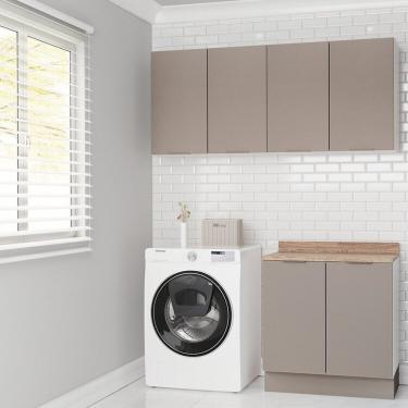 Imagem de Lavanderia Modulada 3 Peças 2 Armários Aéreos 1 Balcão 2 Portas Ipanema Cabecasa Madeiramadeira Fendi Trama