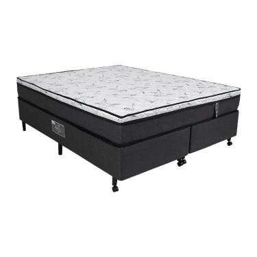 Imagem de Cama Box Queen Size Castor New Alfa One + Colchão Com Molejo Cinza Com Branco