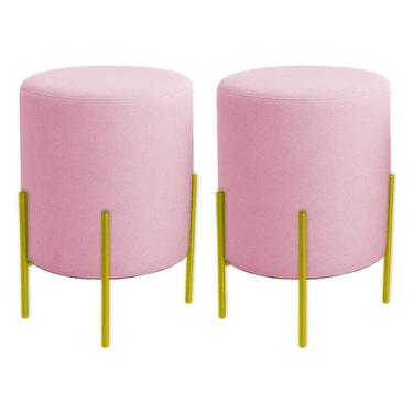 Imagem de Kit 2 Puffs Orgânicos Veludo Thor Com Pés De Ferro Dourado - 7 Decor, 