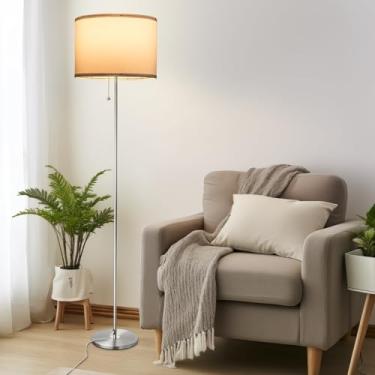 Imagem de VELXEE Luminária De Chão, Luminárias Pé Modernas Para Sala Estar Com Lâmpada Led, Interruptor Corrente Alto Design Simples E 3 Temperaturas Cor, Abajur Prateado Escritório Leitura