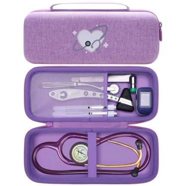 Imagem de XANAD Estojo Para Estetoscópio 3M Littmann Cardiology Iii, Ii, Iv, Master Cardiology/Mdf Mdone Em Aço Inoxidável, Bolso Extra Acessórios De Médico E Enfermeiro - Roxo