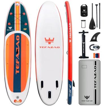 Imagem de TEFAZAO Prancha De Stand Up Paddle Inflável 34'' Largura, Sup Com Capacidade 180 Kg E Acessórios Premium, Mochila 100 L, Bolsa Estanque, Ajustável Para Adultos (Leve)