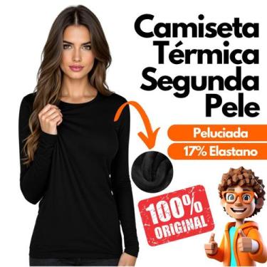 Imagem de Malha Camiseta Térmica Feminina Segunda Pele Peluciada Dias Frios Laze