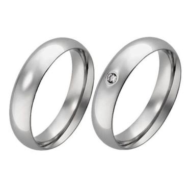 Imagem de Par de Alianças Aço Inox 5mm Lisa e Zircônia - Erah