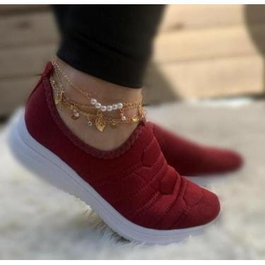 Imagem de Calçe Facil Bordado Feminino - BEANNA FASHION, Vinho, 35