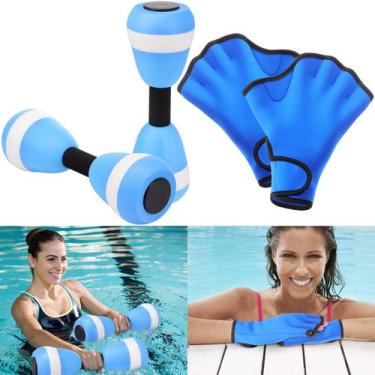 Imagem de Conjunto de hidroginástica Seenelling Neoprene Glove Dumbbells Blue