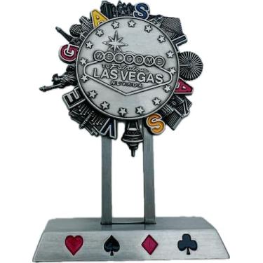 Imagem de Peso de papel em toda a volta de Las Vegas, design de placa de boas-vindas com marcos de tira, base de ternos de cartas de baralho (grande)