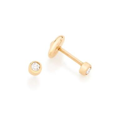 Imagem de Brinco infantil solitário folheado a ouro com zircônias - tam.único - 