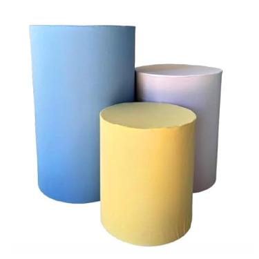 Imagem de Kit Capa Trio de Cilindro Decoração Festa Veste Facil(BRANCO/AMARELO/AZUL)