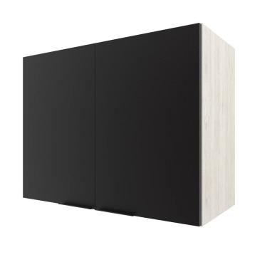 Imagem de Armário Aéreo Bartira Rubi com 2 Portas, 1 Prateleira e 80cm de Largura - Freixo/Preto Poah