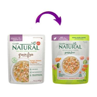 Imagem de Ração Úmida Guabi Natural Grain Free Sachê Gatos Castrados Salmão e Fr
