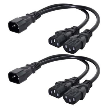 Imagem de chenyang Pacote Com 2 Cabos Adaptadores De Extensão Energia Iec 320 C14 1 Macho Para C13 Fêmea Em Y Monitor/Computador/Chassi Pdu/Impressora