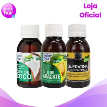 Imagem de Kit Cronograma Capilar Óleo de Coco + Abacate + Queratina 60ml - Natuh
