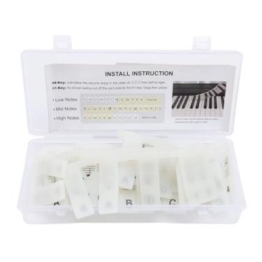 Imagem de Depisuta Adesivos de Teclado de Piano, Silicone Reutilizável Luminoso 88 Teclas Adesivos de Piano, Cartas de Teclado de Pianos Removíveis Guia para Iniciantes para Iniciantes e Crianças (Preto)