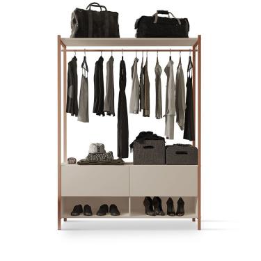 Imagem de Closet Estilo Industrial Dallas 2 Gavetas Klm Móveis Bronze Com Off White