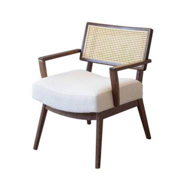 Imagem de Poltrona Jully Tela Natural Assento cor Papel Desenhado com Base Capuc