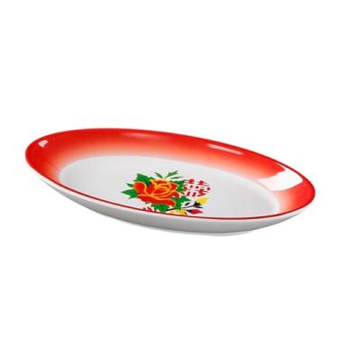 Imagem de Prato requintado e simples esmaltado nostálgico em forma de Dan para restaurantes chineses - prato duplo em forma de barco felicidade de 31,8 cm