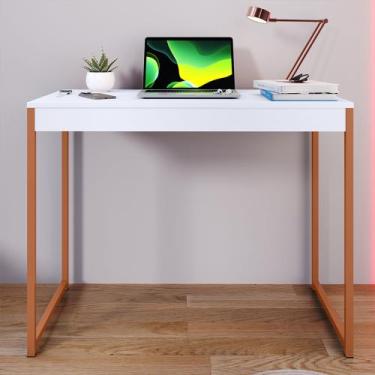 Imagem de Mesa Escrivaninha Estilo Industrial Pés de Ferro Estudo e Escritório H