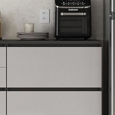 Imagem de Balcão 1 Porta 1 Gaveta 80cm Em Mdf Com Tampo E Dobradiças Slow Motion Lumina Itatiaia Grafite/fendi