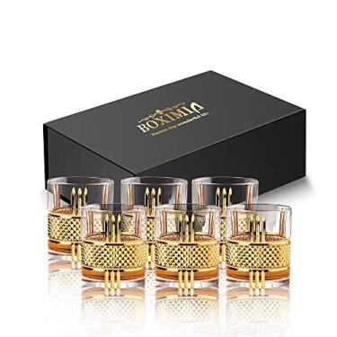 Imagem de Copos de uísque à moda antiga com caixa de luxo – utensílios de bar com pedras de 295 ml para bebidas Scotch, Bourbon, licores e coquetéis (conjunto de 6)