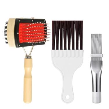 Imagem de BOJACK Kit de escova de limpeza de aleta de condensador de ar condicionado, suprimentos de escova de limpeza de bobina de geladeira, reparo de barbatana de radiador evaporador e ferramenta de limpeza