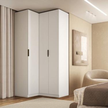 Imagem de Guarda-roupa De Canto Reto 3 Portas Mdf Altezza Slim Branco