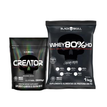 Imagem de Combo whey 80% hd + creator 500g - BLACK SKULL, N/A, CHOCOLATE, N/A