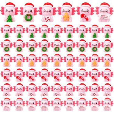 Imagem de VioraWhite 30 peças mini resina axolote minúsculo chapéu de Natal miniatura figuras de axolote figuras pequenas animais para lembrancinha de festa de Natal, jardim, paisagem, casa de bonecas