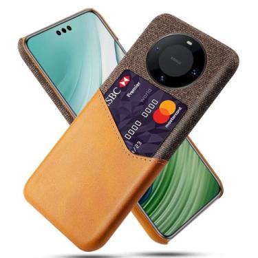 Imagem de Capa para Huawei Mate 60 PRO Plus,Anti-deslizamento,Proteção contra quedas de 360°,Resistência à impressão digital,Tela e caso de couro PU com 1 slot de cartão atrás-Brown