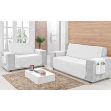 Imagem de Capa Protetor Sofá 2 E 3 Lugares Matelado Isabella Com Porta Acessório