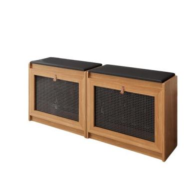 Imagem de Kit 2 Banco Sapateira Plenitude Madeira Acento Almofadado material sin