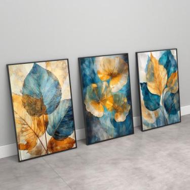 Imagem de Quadros Decorativos flores abstratas - MeMoldura, Moldura Preta, 60x90