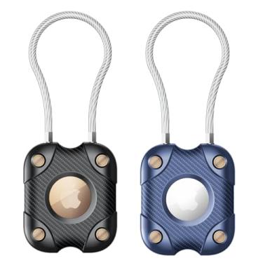 Imagem de DEERLET Pacote Com 2 Suportes Para Airtag Cabo De Aço, Chaveiro Trava Segurança, À Prova D'Água Ipx7, Capa Protetora Rígida 360° Apple, Chaveiro, Carro, Bagagem