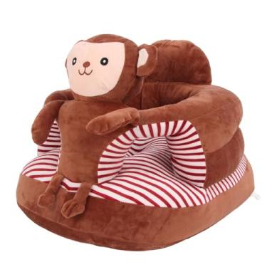 Imagem de Baby Support Seat Cartoon Cute Velvet Infant Sit Up Cadeir Soft Learning Sitting Cadeira estável Cadeira de sofá para bebês crianças 52 x 45 x 36cm (Macaco marrom)
