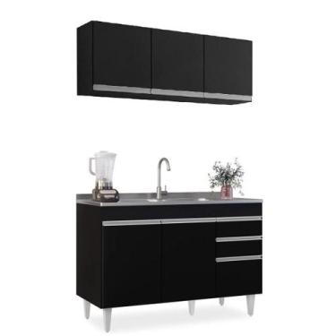 Imagem de Jogo de Cozinha Armário 120mt e Balcão Sem Tampo 120mt Andréia Preto A