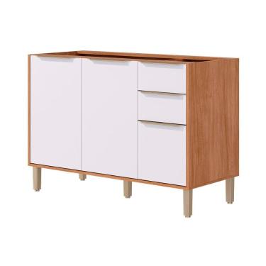 Imagem de Módulo Cozinha MGM Divina Balcão c/ 3 Portas e 2 Gavetas s/Tampo 120cm Cinamomo/Branco-MGM