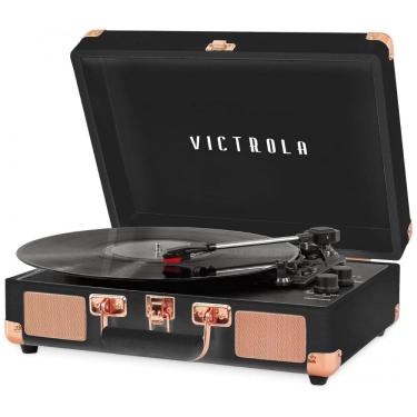 Imagem de Toca Discos Vintage com 3 Velocidades, Bluetooth, Alto Falantes Embutidos, Victrola VSC550BTBRG, Preto e Ouro Rosa