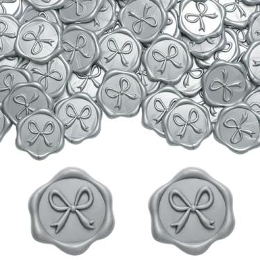 Imagem de MotiMind 100 adesivos de selo de cera de laço, adesivos de selo de envelope de convite de casamento, decalques de carimbo autoadesivos 3D para convite, chá de bebê, cartões de felicitações, embrulho