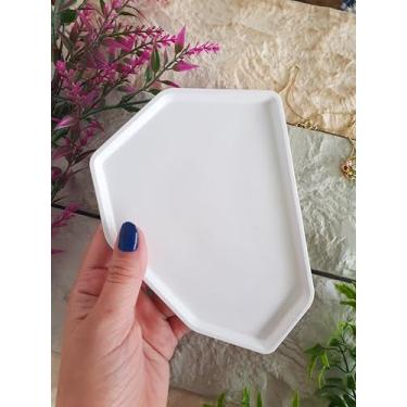 Imagem de Bandeja em Formato Geométrico Moderno - Diversas Cores - Para Joia, Decoração ou Expositor (Branco)