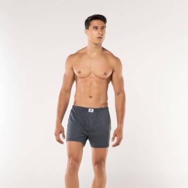 Imagem de Cueca Samba Canção Cinza Chumbo KPR 1405 Listrada, Chumbo, GG