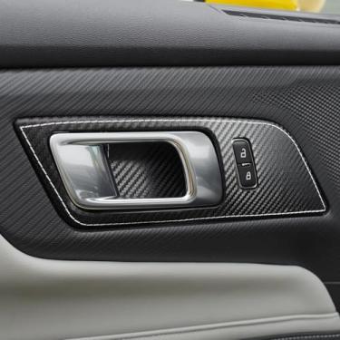 Imagem de BETTERHUMZ Adesivo de moldura de painel de maçaneta de porta de carro compatível com Ford Mustang 2024 2025 para Alcantara acessórios internos de decoração de couro de carbono (couro de carbono)