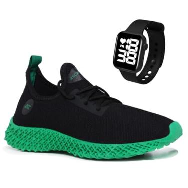 Imagem de Tênis Esportivo Feminino Ascension com Solado Tecnológico + Relogio Smart Fitness Quadrado| Conforto, Estilo e Tecnologia no Seu Dia a Dia (Verde, BR, Adulto, Numérico, 38)