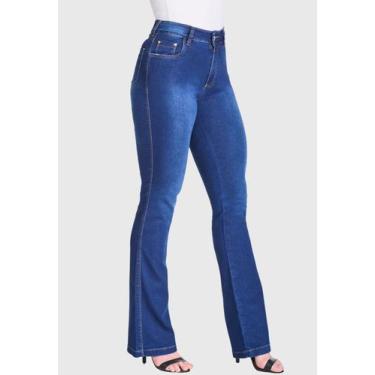 Imagem de Calça Flare HNO Jeans Cintura Alta Jeans com Elastano Azul, 44